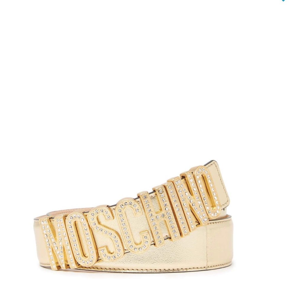 Moschino Rhinestone Logo Leather Belt BNIB - 90cm